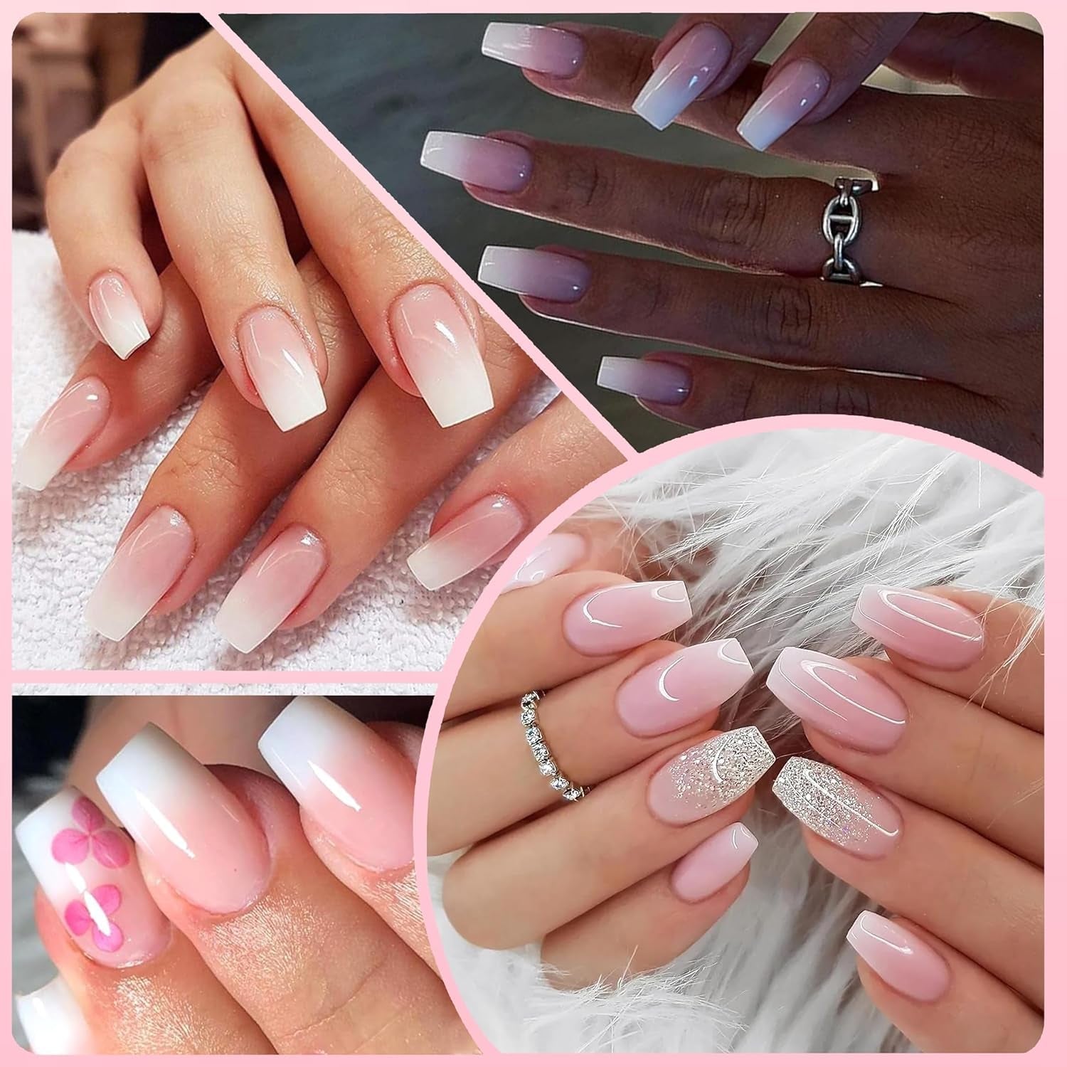 Ballerina-Kunstnägel-Set – 240-teiliges zartes Flieder-Rosa-Kunstnägel-Set, vollflächiger Kleber auf Kunstnägeln, Set mit künstlichen Nagelspitzen für Maniküre und Nagelkunst für Frauen und Mädchen (Lavendelrosa)