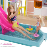 Barbie Dream House (114 cm), 3-stöckiges Puppenhaus, Pool, Rutsche, Rollstuhllift, 75 Zubehörteile, Puppen, geeignet als Geschenk für Kinder ab 3 Jahren, GRG93