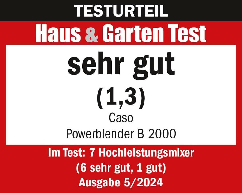 CASO Powerblender B 2000 – Profi Standmixer, 30.000 U/Min, 2000 Watt, Bruchsicherer Tritan-Mixbehälter (2 L), Bpa-Frei, Pulse-, Shake-, Smoothie-Funktion, 8-Fach Messer-System Mit Titanbeschichtung Kitchen Naty Shop