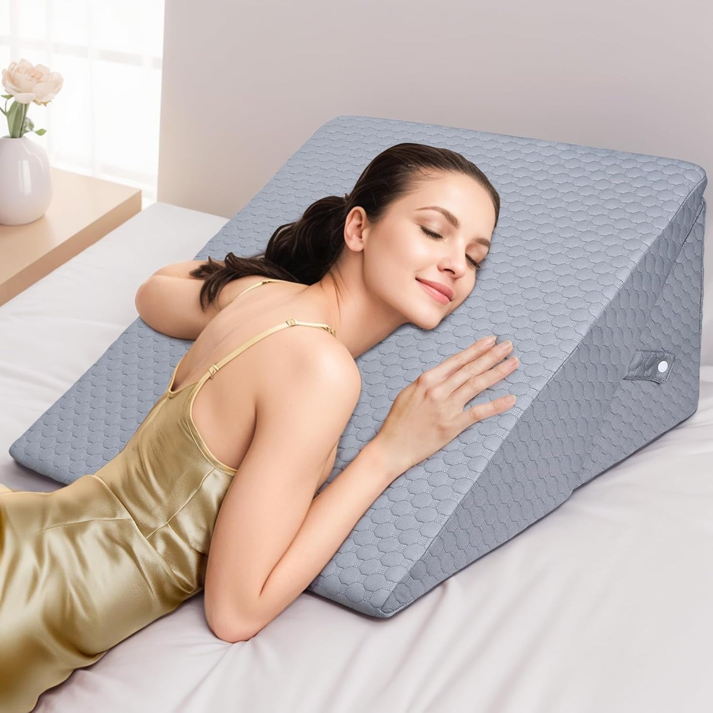 KINDER Verstellbares Keilkissen, hochdichtes Schaumstoff-Lesekissen für Bett und Couch, ergonomisches Bettkeil-Kopfkissen für Schlaf-Reflux-Apnoe, Beinkissen/Rückenkissen zum Spielen und Lesen (grün)