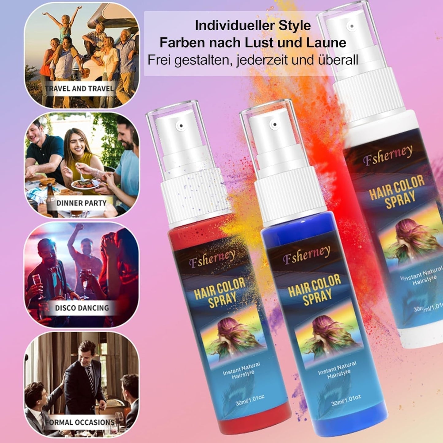 Haarspray-Farbe – 30 ml temporäres grünes Haarfärbespray, natürliches Haarfärbemittel, temporäres Haarfärbespray, waschbare Haarfärbemittel für Party, Cosplay, Halloween (grün), Naty Shop Haarfärbemittel
