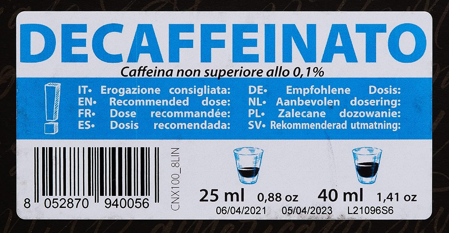 Decaffeinato-Kaffeekapseln, Nespresso-kompatibel, 5,6 g x 100 Kapseln
