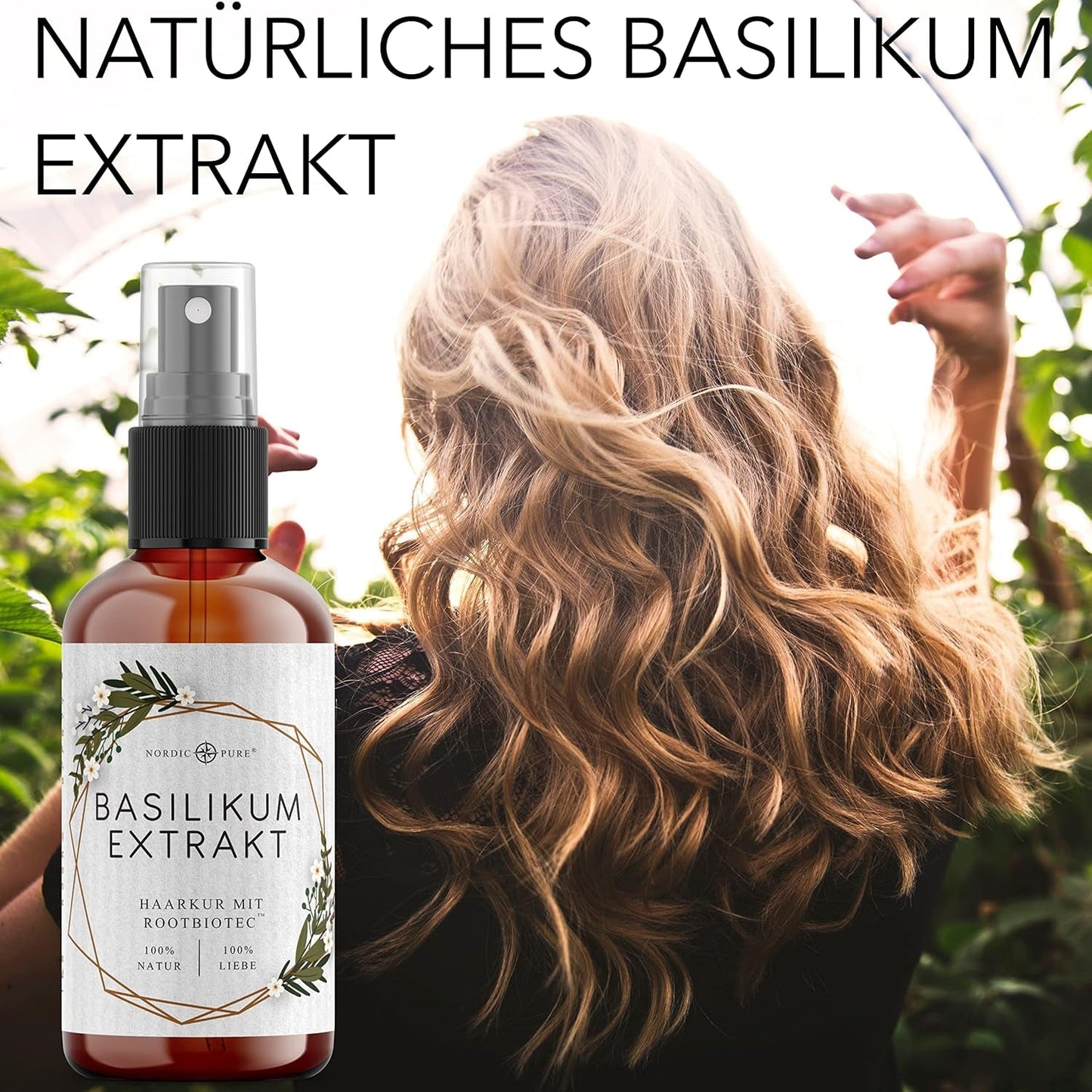 Haarkur mit Basilikumextrakt von Nordic Pure | Zur Pflege von dünnem, trockenem und brüchigem Haar | Kann Haarausfall vorbeugen 100 ml Naty Shop Haarpflege