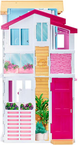 Barbie House Dream Villa, 3-stöckiges Stadthaus mit 5 Zimmern, inklusive Zubehör wie Möbeln, faltbar und Aufbewahrung, Spielzeug ab 3 Jahren, DLY32 Naty Shop Puppenhäuser