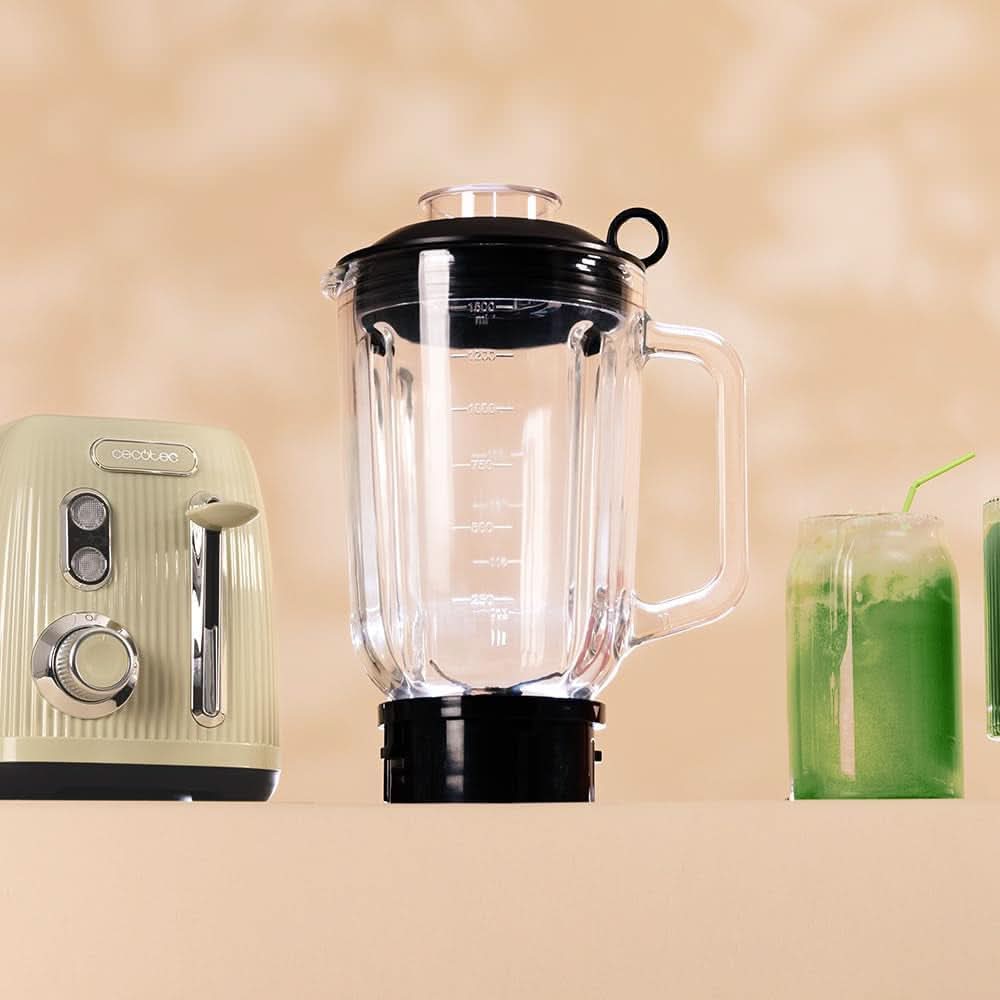 Cecotec Standmixer Retro Power Schwarz Titan Retrogrün. 1200W Maximale Leistung, 2 Geschwindigkeiten, 4-Klingen-Messer Mit Schwarzer Titanbeschichtung Und 1,5L Krug, Vintage-Design in Grün Kitchen Naty Shop