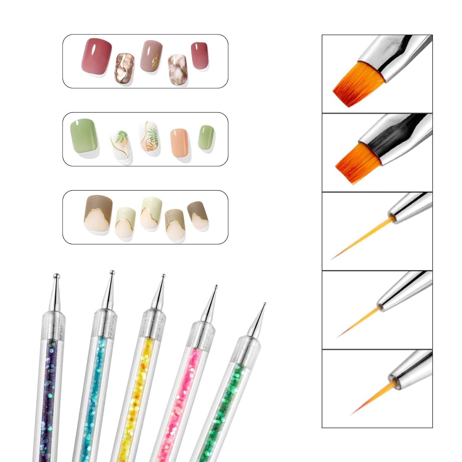Nagel Art Fineliner Pinsel[5 Stück],Nagel Art Liner Pinsel,Professional Detail Pinselset,Nagellack Pinsel,Für Nail Art Design Painting Salon,Nageldesign Nagel Fußpflege