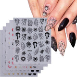 5 Stück Halloween 3D-Nagelaufkleber, 5D stereoskopische Nagelaufkleber, Nageldekorationen, Nageldesign-Zubehör