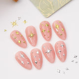 120 Stück gold-silberne Stern-Nagel-Charms, Stern-Y2K-Nägel, Metall-Stern-Nagel-Charms, verschiedene Größen, Nagelschrauben, Stern-Nageldesign, Nagelkunst, 3D-Stern-Charms, Nageldekoration, Nagel-Charms, Nagel-Zubehör
