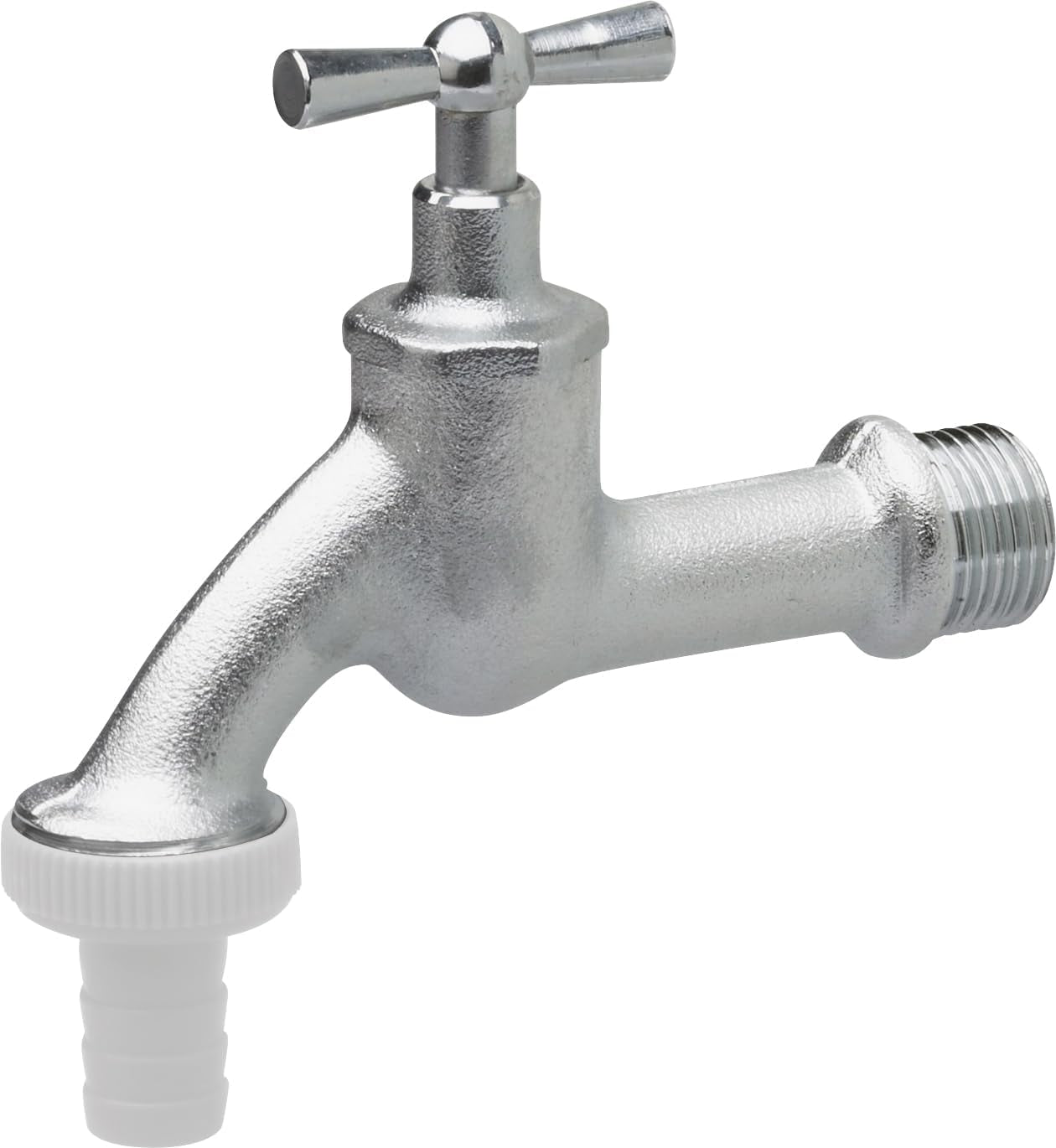 Gehörnter Wasserhahn – 20,95 mm (1/2 Zoll) Außengewinde – inklusive Schlauchanschluss – hochwertiges Messing – ideal als Außenwasserhahn/Regenfass-Wasserhahn/Wasserhahn/Absperrventil/FLOR92590