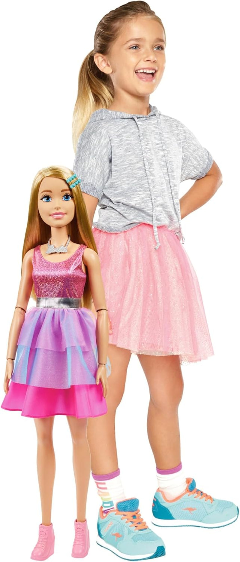 Extra große Barbie-Puppe (71 cm) – rosa Kleid, blondes Haar mit Haarspange und Halskette, Geschenk für Kinder ab 3 Jahren, HJY02 Dolls Naty Shop