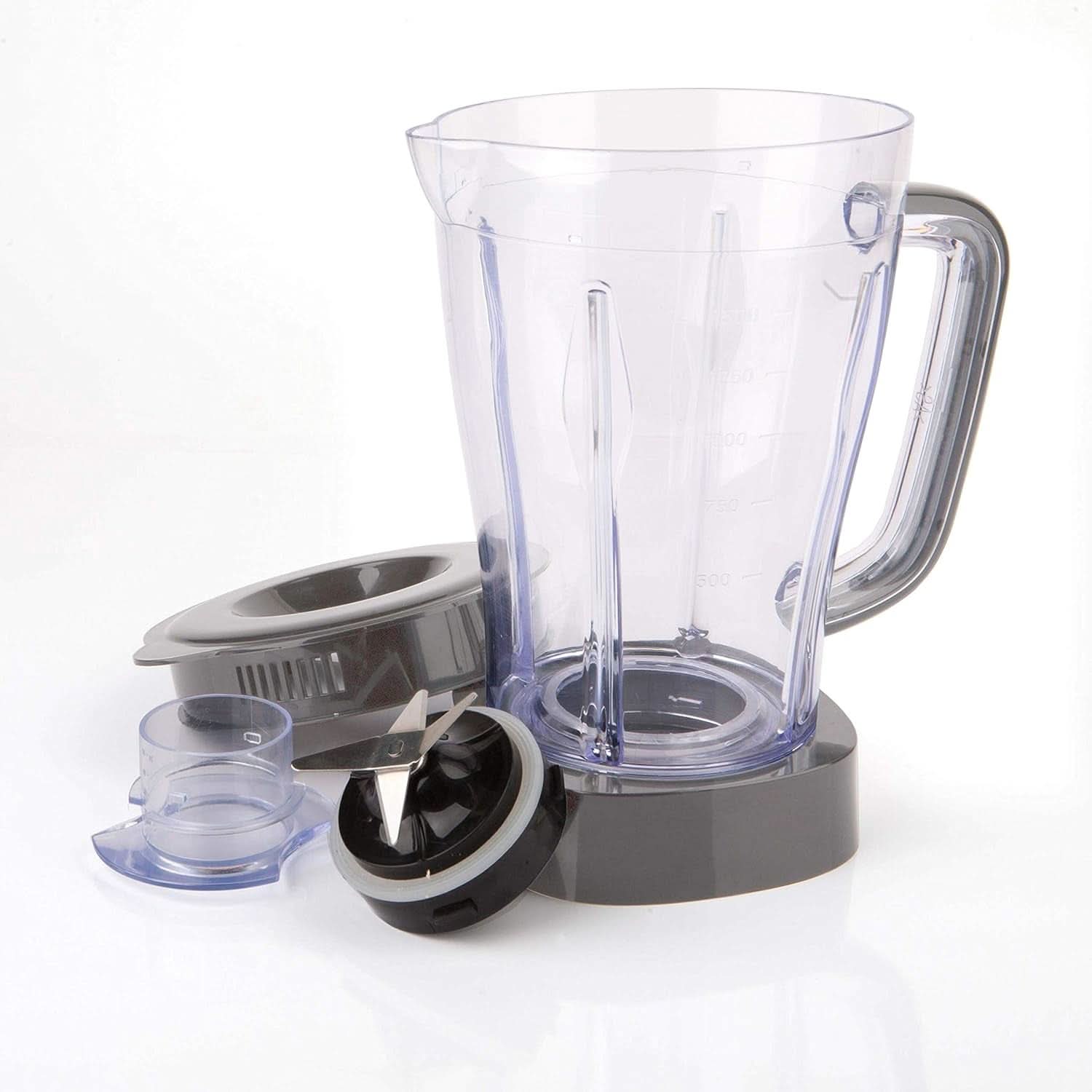 BLACK+DECKER Standmixer | 500W | 2 Geschwindigkeiten | Pulsfunktion | Glaskrug | 1,5L | Edelstahlmesser mit 4 Klingen | Herausnehmbar und leicht zu reinigen | Weiß Und Grau Kitchen Naty Shop
