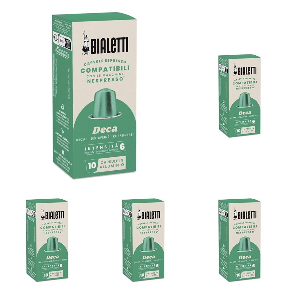 - Kaffee Nespresso®-kompatible Kapseln – entkoffeiniert – 10 Kapseln (Packung mit 5)