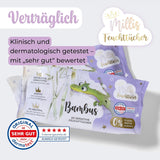 Millis Bamboo Baby Sensitive Feuchttücher für zarte Babyhaut – 5 x 60 Stück – Natürliche, sanfte und nachhaltige Reinigung – Biologisch abbaubare Babytücher, plastikfrei und alkoholfrei
