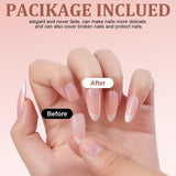 240-teiliges Set mit künstlichen Nagelspitzen, French Press On False Nails, Press On French Nails, 12 Größen, Fake Nails mit Kleber für Damen und Herren (Nude White Medium Almond)