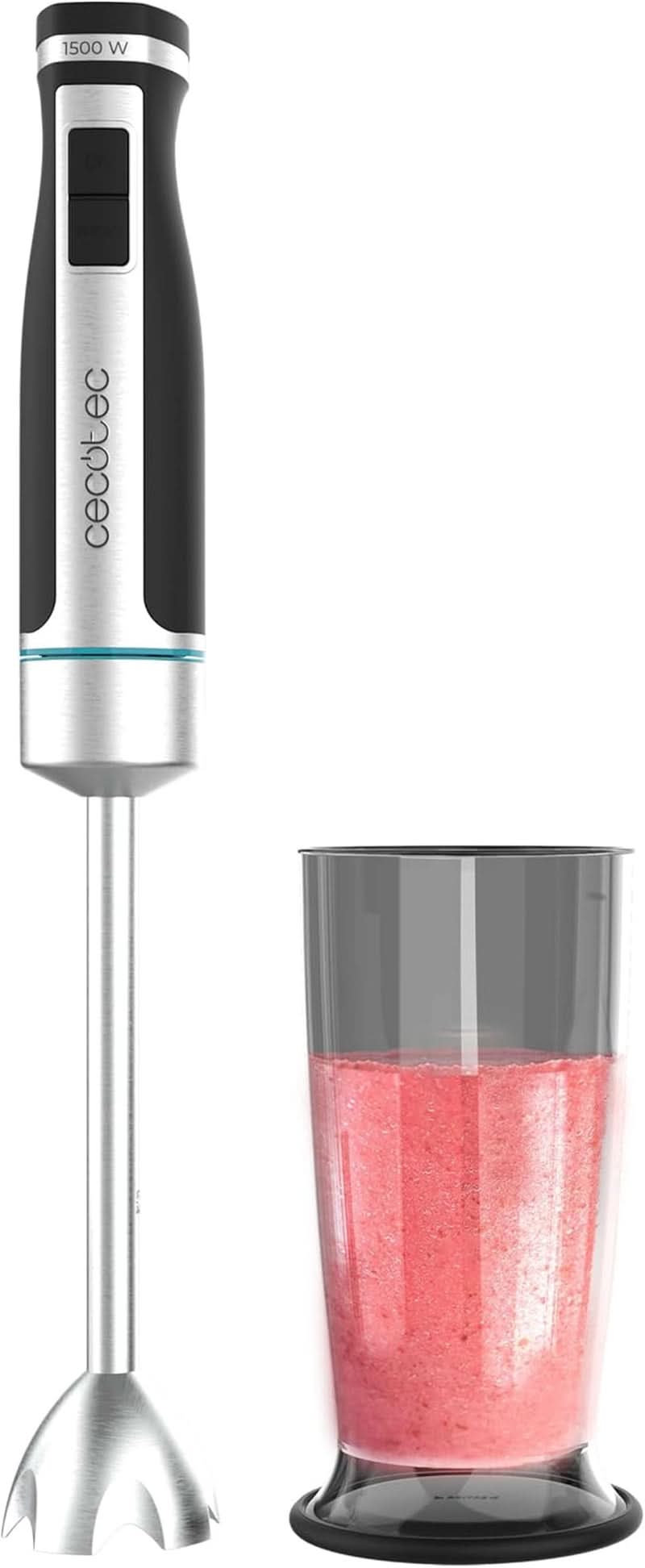 Cecotec Handmixer Powergear 1500 – Klingen aus Titanbeschichtung, 21 Geschwindigkeitsstufen, 1500 W, inklusive Glas mit Deckel. (Schwarz Und Edelstahl, XL) Kitchen Naty Shop 1 Zubehör