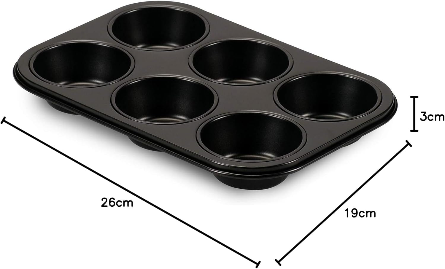 , Form 6 Muffins 18,5x27cm, schwarz Formen und Bleche zum Backen Naty Shop