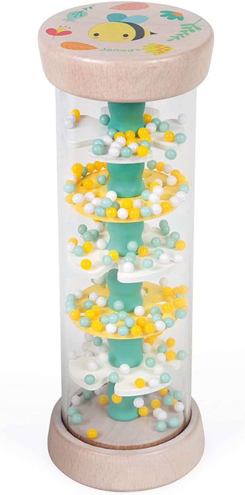Janod – Regenmacher aus Holz – Pure Collection – Spielzeug für Babys und Kleinkinder – Entwicklung der Feinmotorik, visuelle und akustische Stimulation – Farbe auf Wasserbasis – ab 6 Monaten, J05193 Babyspielzeug Naty Shop