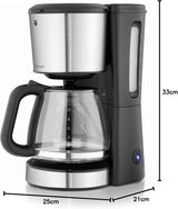 WMF Bueno Espressomaschine mit Glaskaraffe, Filterkaffee, 10 Tassen, Ein-/Aus-Taste, Anti-Tropf-System, oszillierender Filter, automatischer Stopp, Heizplatte, 1000 W