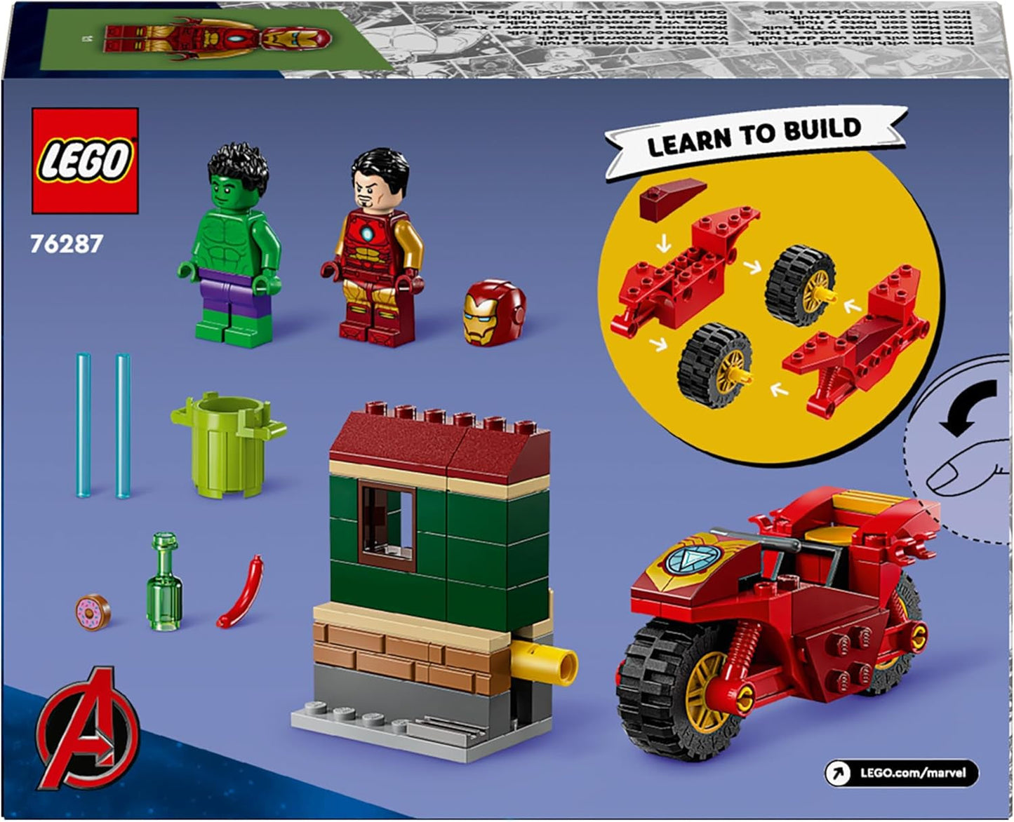 LEGO Marvel Iron Man mit Fahrrad und Hulk, Superhelden-Bauspielzeug für Kinder, Sammelset mit Fahrrad und Minifiguren, Geschenk für Mädchen und Jungen ab 4 Jahren 76287 Bausets Besuchen Sie den LEGO-Store