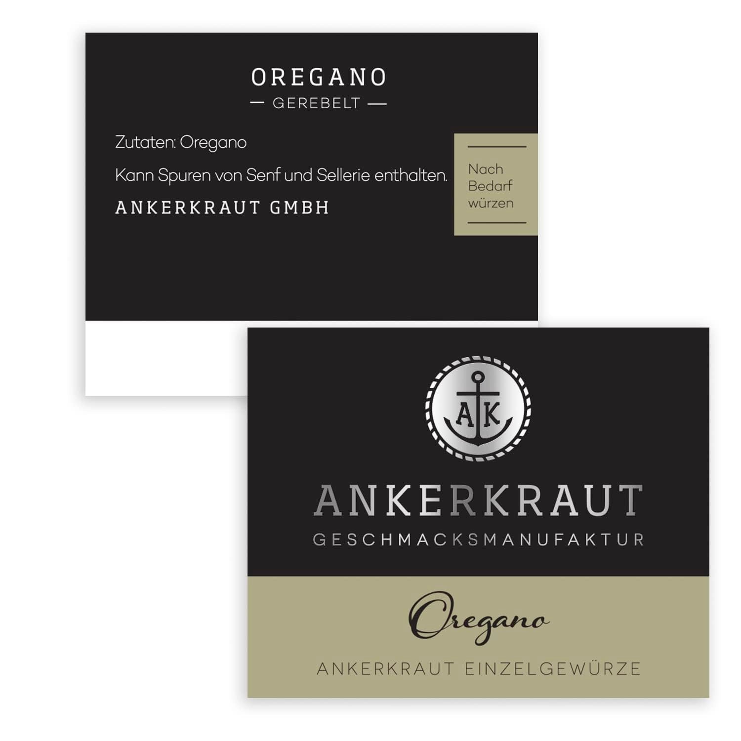 Ankerkraut Oregano Gewürze, getrocknet gegerbt, perfekt für Pizzasuppe, Tomate und Fisch, Kräuter zum Würzen, mediterrane Küche für zu Hause, Lecker Kochen, 20g im Korkenglas