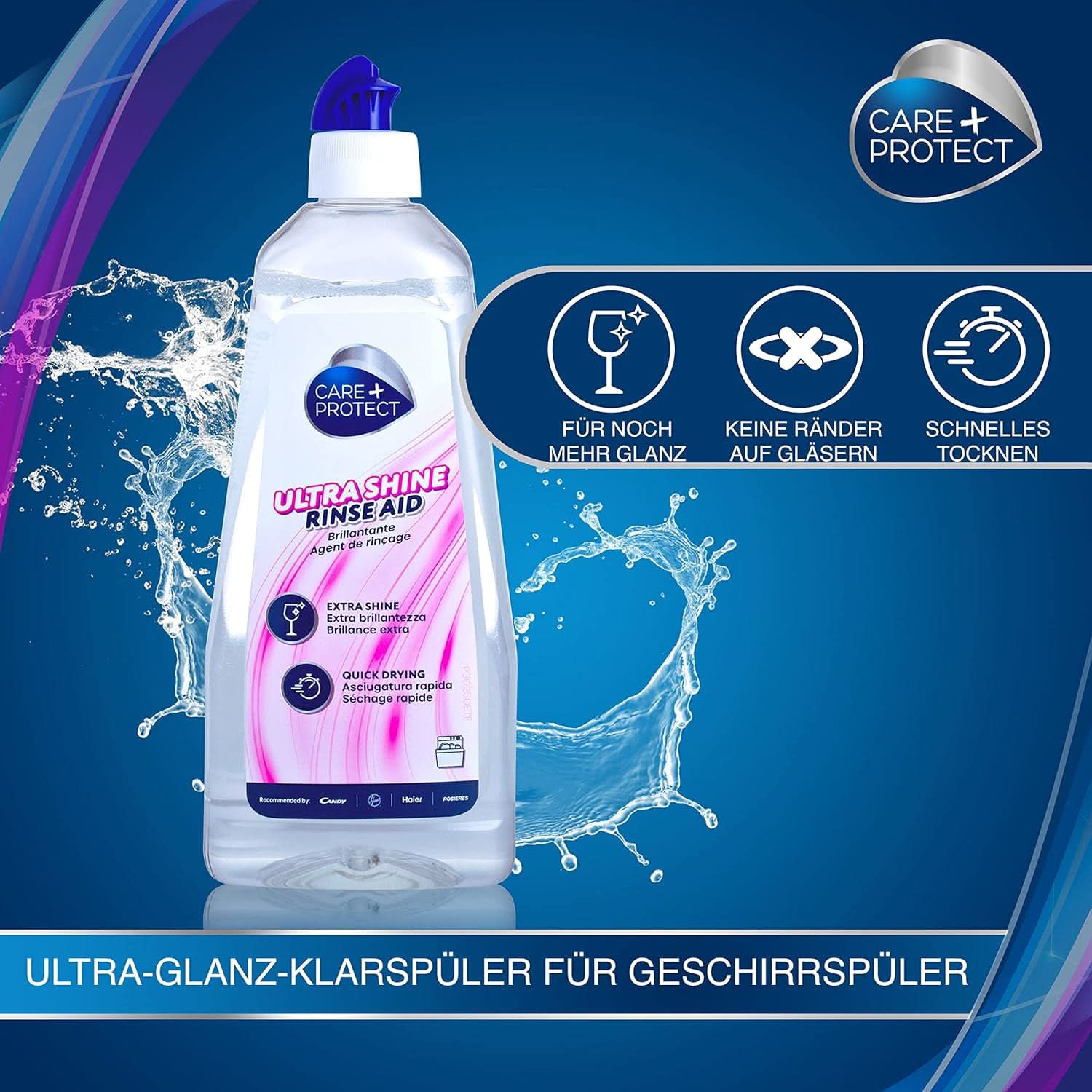 CARE + PROTECT – Extra Shine Universal Klarspüler für Geschirrspüler / Für alle Geschirrspüler / Schnell trocknend / 500 ml Küchenreiniger Naty Shop