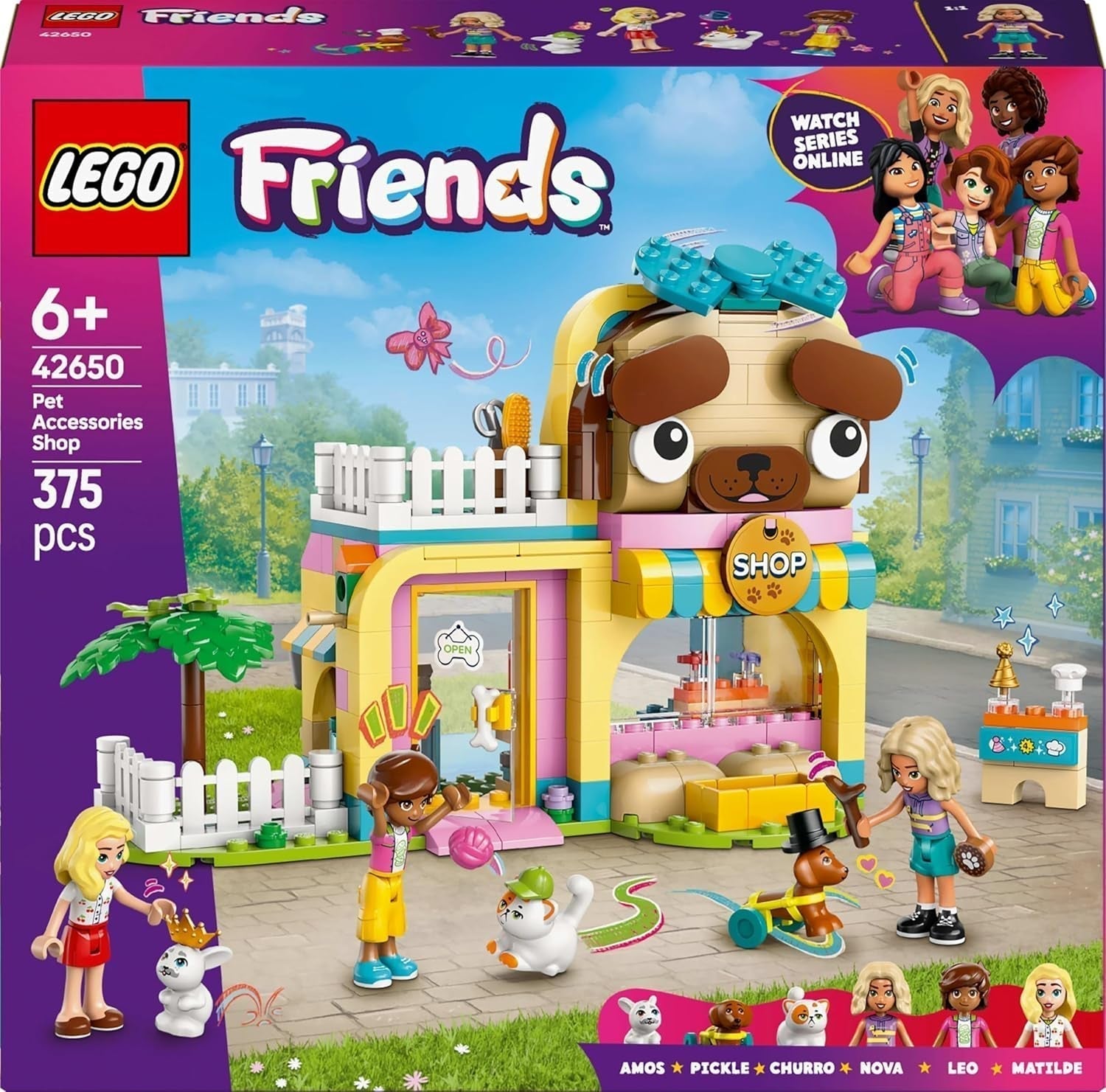 LEGO Friends Animal Accessories Store Rollenspielset Lernspielzeug für Mädchen ab 6 Jahren 3 Minifiguren und 3 Tierfiguren Katze Hund Hase Geschenkidee für Kinder 42650 Bausets Besuchen Sie den LEGO-Store