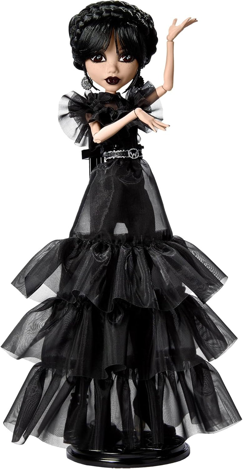 Monster High Wednesday Puppe, Rave'N Wednesday Sammelfigur in schwarzem Gothic-Kleid, inspiriert von der Tanzbühne, Premium-Zubehör und Puppenständer, HXJ03 Naty Shop Dolls Standardtitel