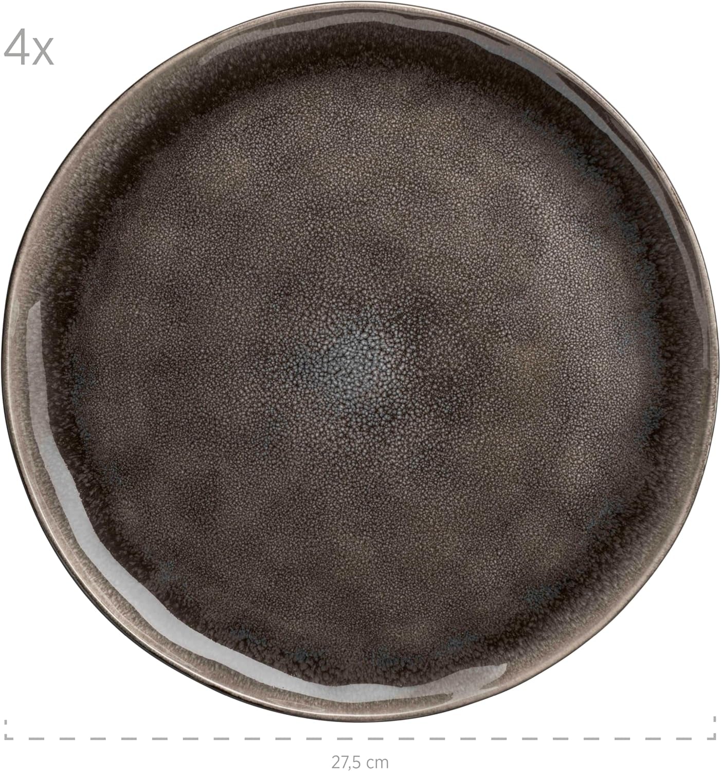 MÄSER 934073 Serie Niara Organic Modernes 4-Personen-Geschirrset im aufregenden Vintage-Look, 16-teiliges Kombiservice mit spezieller schwarzer und brauner Glasurkombination, Steingut