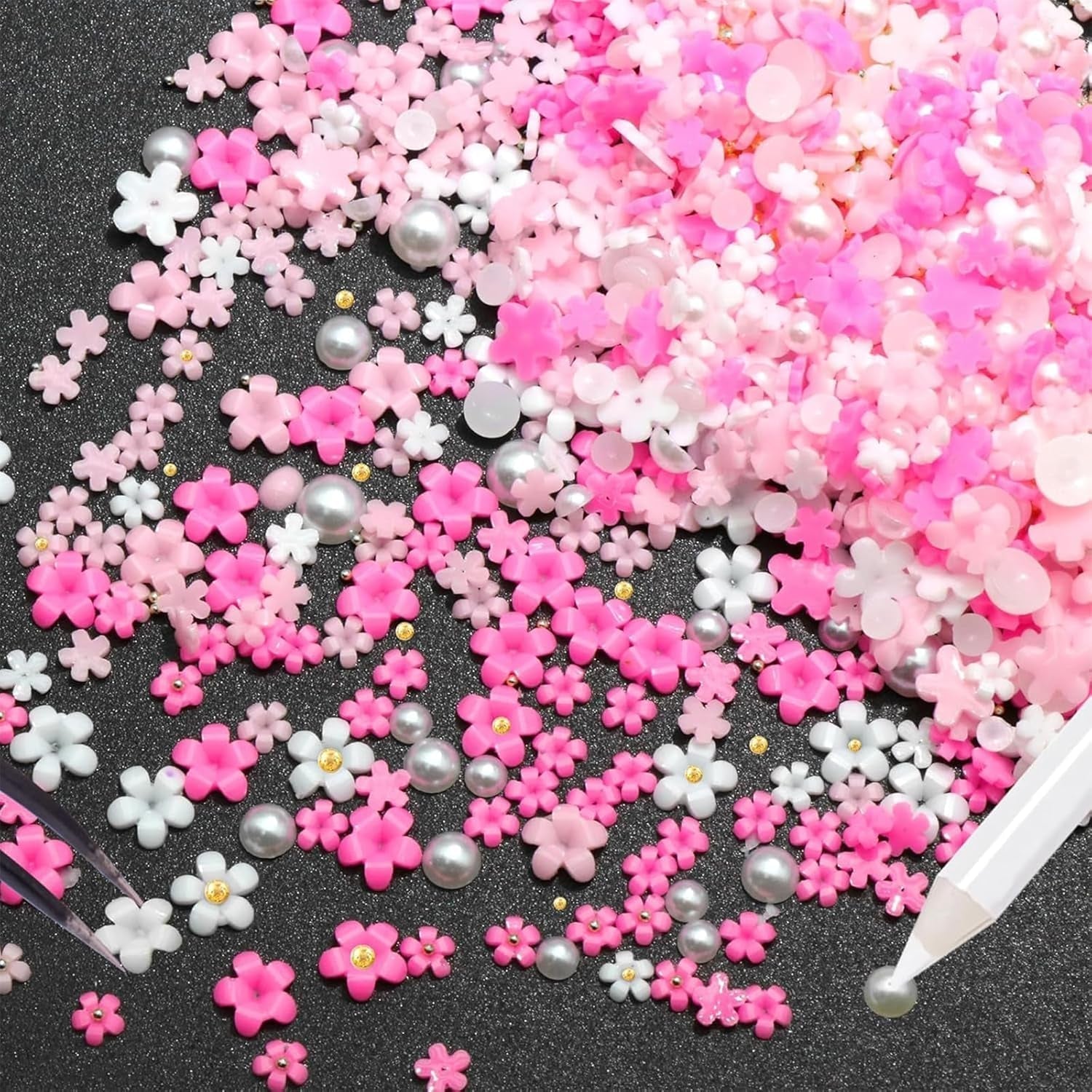 1 Karton Nail Art Charms, 3D Flowers Nagelkunst Charms, Acryl Blumen Nagel Strass Mit Ornamenten, Nagel Edelsteine, Nagel Zubehör Für Mädchen, Nagelkunst Dekoration, DIY Handwerk Nagel Design
