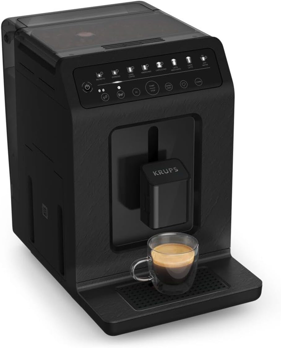 Krups EA897B Evidence ECOdesign automatische Espressomaschine, automatische Espresso- und Cappuccino-Funktion, Quattro Force-Technologie, One-Touch-Milchbecher, 8 Voreinstellungen, Milchsystem, 1450 W