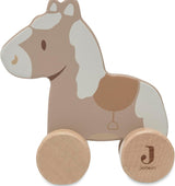 Jollein 112-001-67090 Holzspielzeug auf Rädern, grün Babyspielzeug Naty Shop Pferd