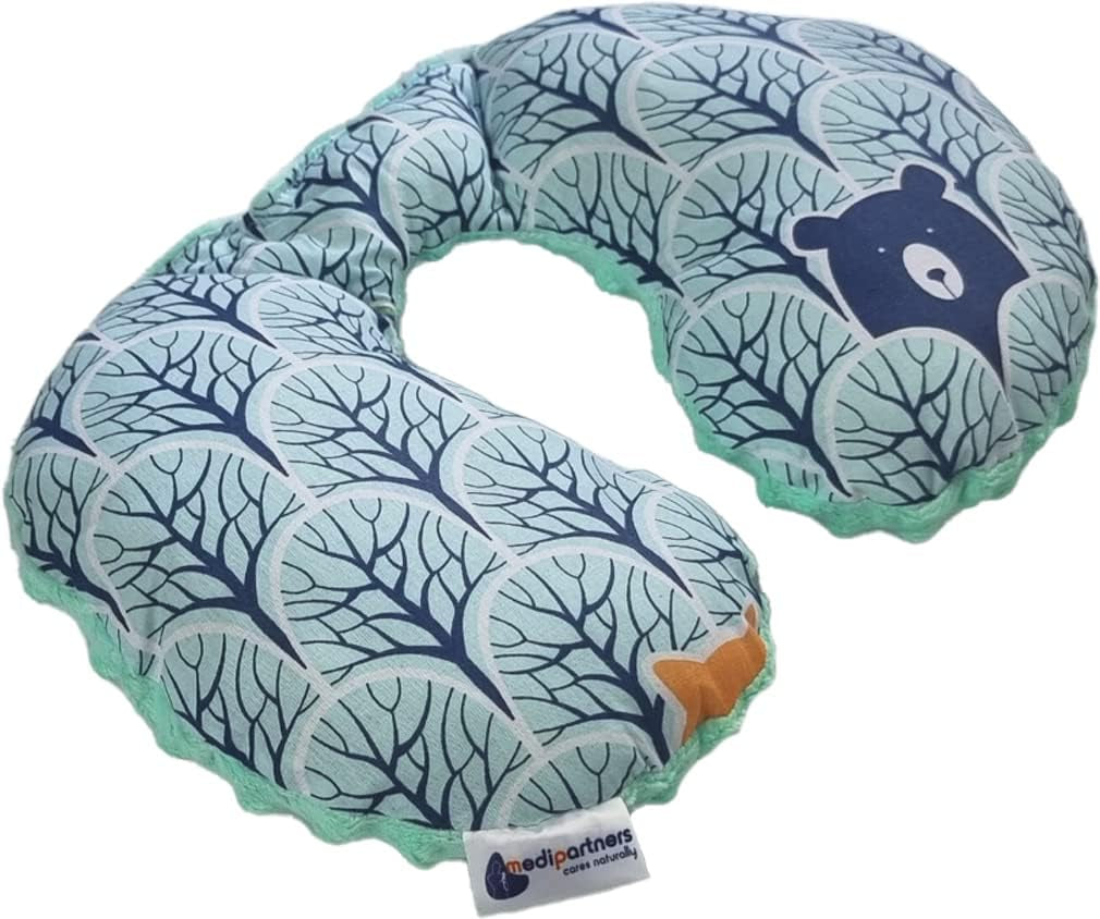 Medi Partners Kinder-Nackenkissen Nackenstütze 100 % Baumwolle / Minky Kinder-Nackenkissen für Auto Kinderwagen Reisen Reisen Schlafen Nackenkissen Schlummerrolle (REH mit grauem Minky) Zervikale orthopädische Kissen Naty Shop Forest mit Minzer Minky