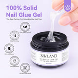 Saviland Fester Nagelspitzenkleber: 2 Stück 15 g künstlicher Nagelkleber, extra starker Kleber zum Aufdrücken der Nägel, UV-Kleber, Gel-Nagelkleber für Frauen, Heimsalon, DIY, UV/LED-Lampe ausgehärtet
