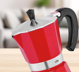 Cilio Classico Espressomaschine für 6 Tassen | elektrisch 480W | Ø 11,5 cm Höhe: 25 cm | Aluminium | rot | integriertes Kochfeld | mit Warmhaltefunktion und Reduzierfilter | für Reisen oder Camping