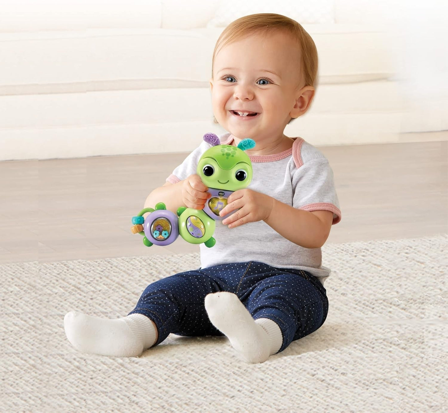 VTech Baby Spinning Fun Caterpillar – Sprechendes und singendes, interaktives Glocken- und Motorikspielzeug – Für 6–24 Monate Babyspielzeug Naty Shop