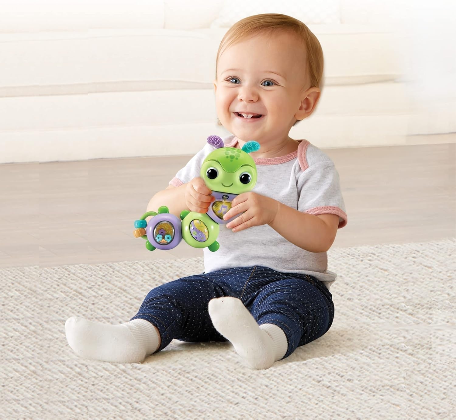 VTech Baby Spinning Fun Caterpillar – Sprechendes und singendes, interaktives Glocken- und Motorikspielzeug – Für 6–24 Monate Babyspielzeug Naty Shop