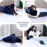 INFANZIA Lesekissen mit Armlehnen, Memory-Schaum, ergonomische Unterstützung für Sofa und Bett, Marineblau
