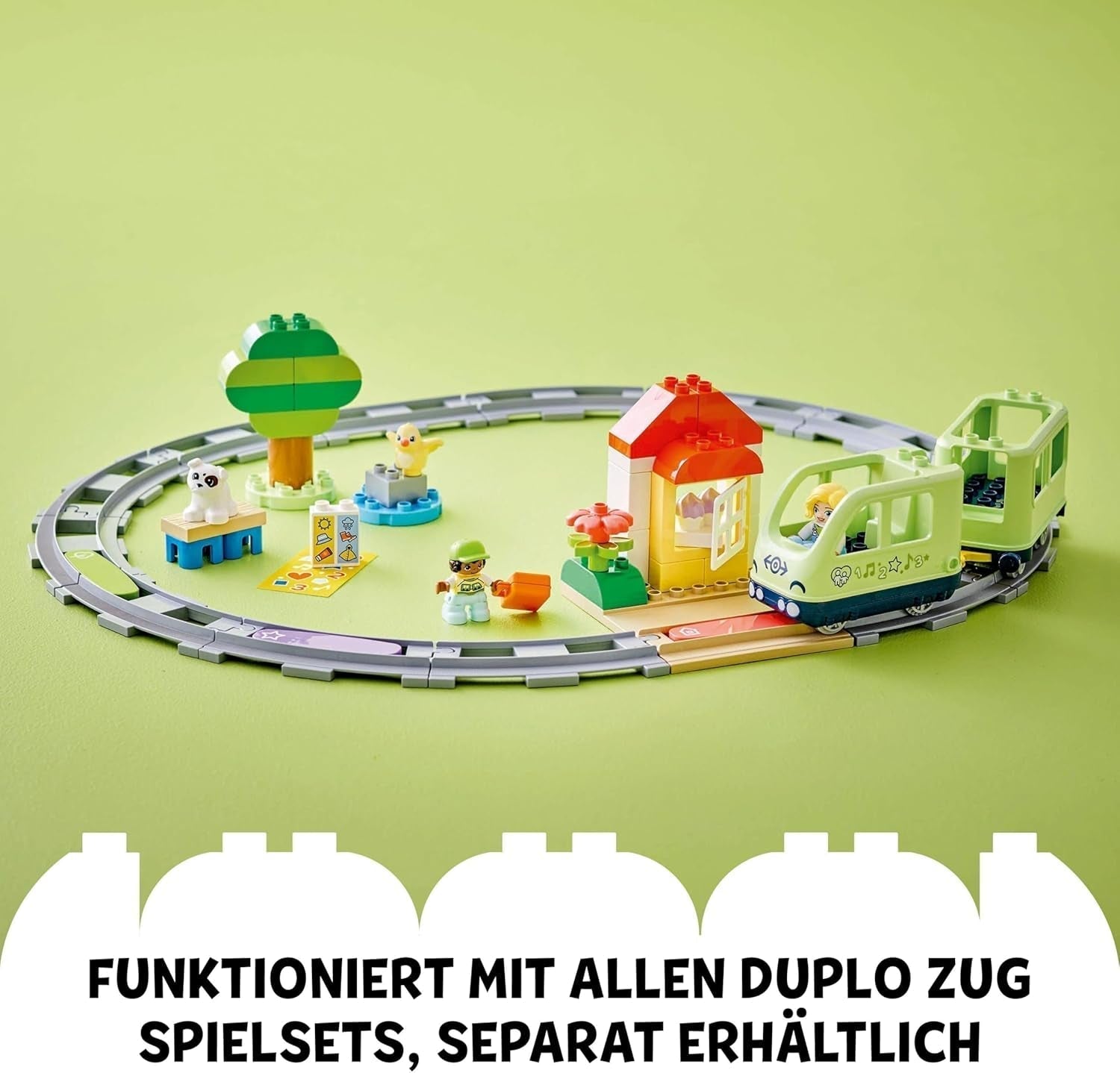 LEGO DUPLO Town Interaktiver Abenteuerzug, Spielset mit Lichtern und Geräuschen für Rollenspiele, ermöglicht 2-Jährigen das Bauen von Gleisen, Lernspielzeug für Vorschulkinder 10427 Bausätze Besuchen Sie den LEGO-Store