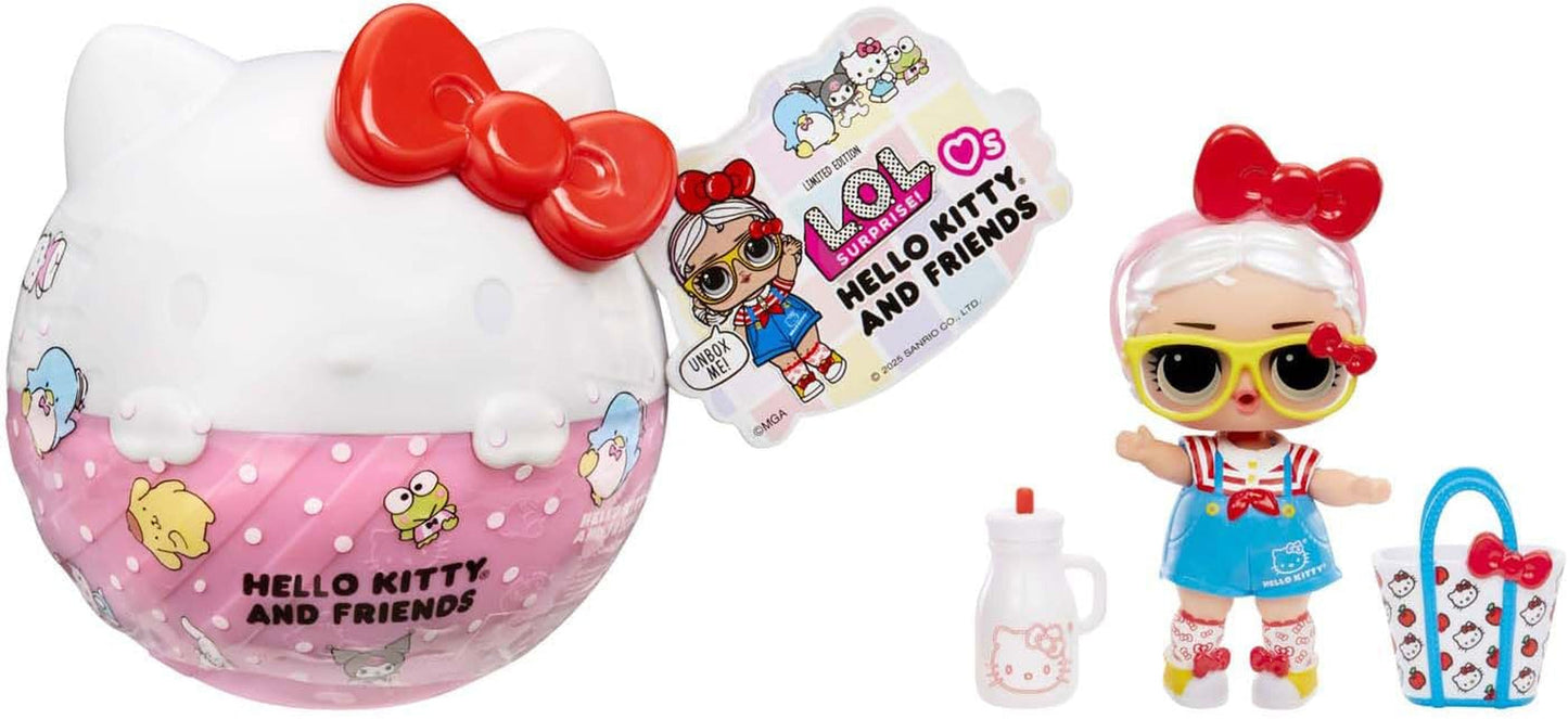 LOL Überraschung! Love Hello Kitty and Friends – 1 Puppe mit 7 Überraschungen, zufällige Auswahl, 8 Sammlerstücke, für Kinder ab 4 Jahren, Rosa