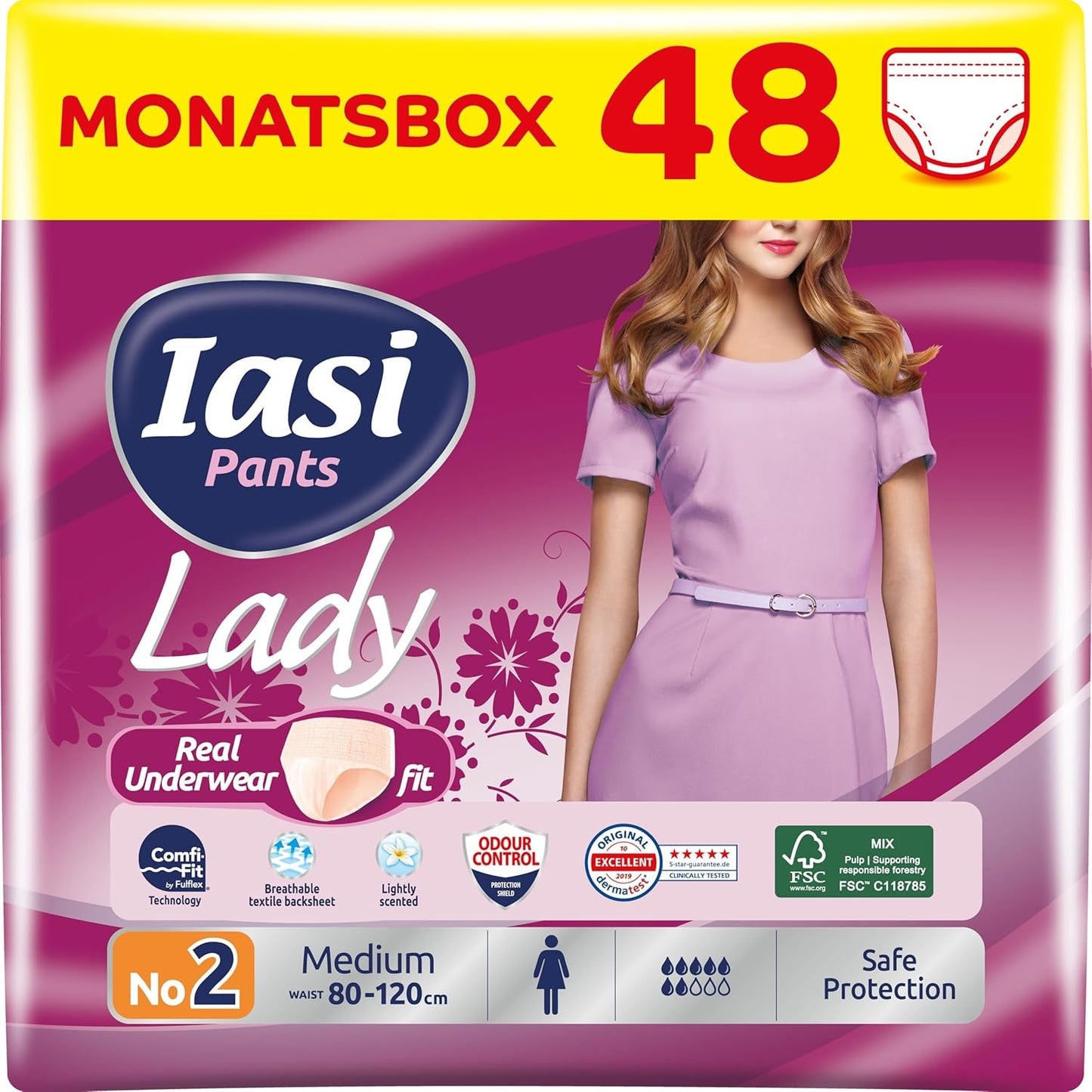 LADY Pants 48 Einweg-Harninkontinenzhosen Saugfähigkeit Plus Größe S für Damen 48 Stk