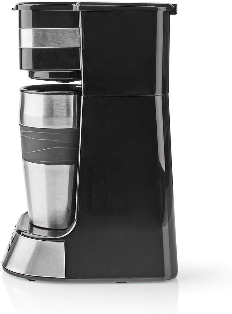 NEDIS Espressor – Filterkaffee – 0,4 l – 1 Tasse – Timer – Schwarz/Silber