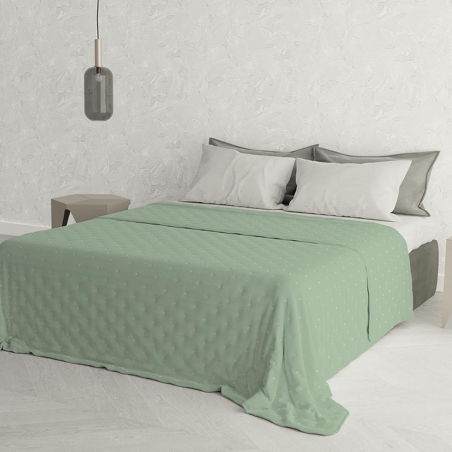 Italienische Bettwäsche Sommerdecke CHIC, Mikrofaser, DOPPEL 250X250Cm, hellgrün Steppdecken und Steppdecken Naty Shop