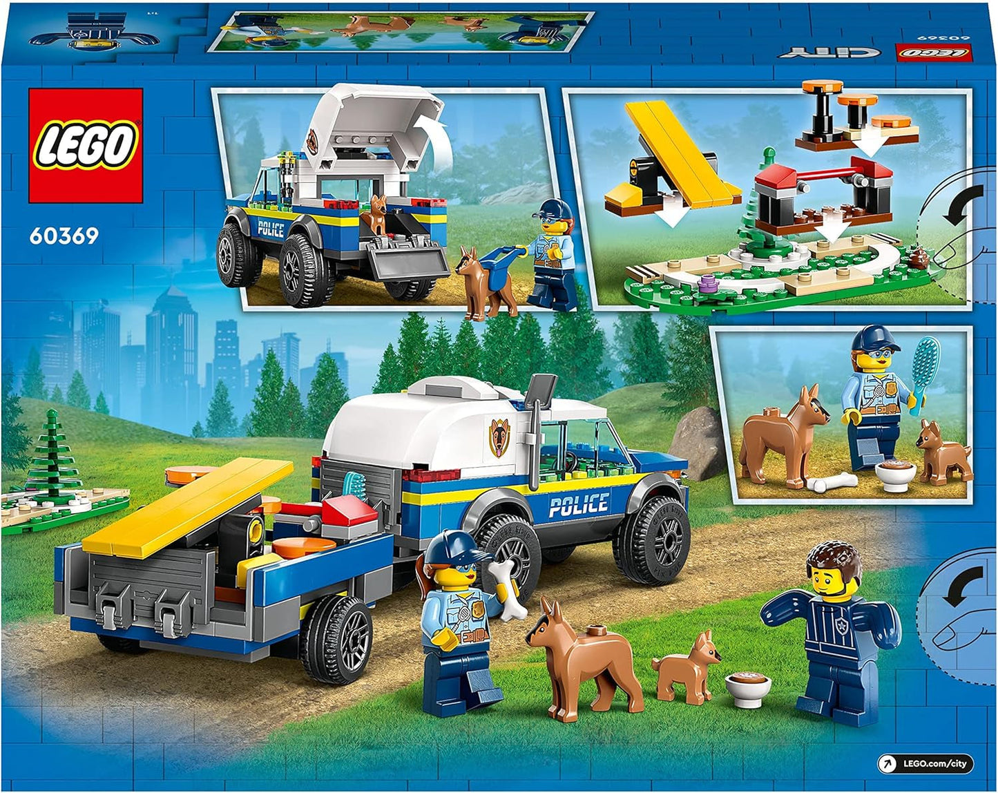 LEGO 60369 City Mobiles Polizeihundetraining, Spielzeug-Polizeiauto mit Anhänger, Hunde- und Welpenfiguren, Tierset für Kinder ab 5 Jahren. Bausets Besuchen Sie den LEGO-Store