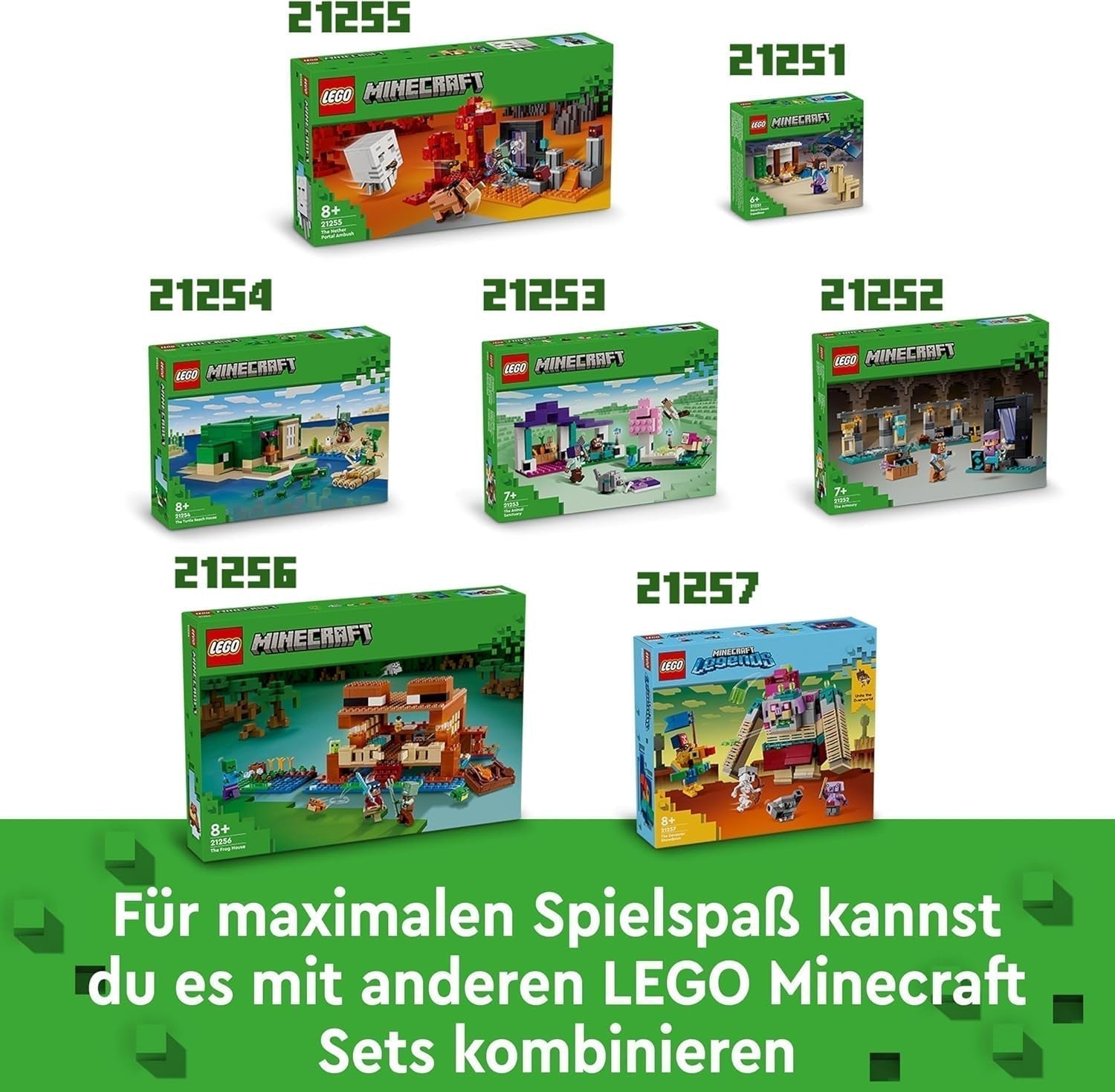 LEGO Minecraft Das Froschhaus, Spielzeughaus mit Figuren wie Zombie, Schleim und Ertrinkender, plus Zubehör wie Spielzeugboot und Werkbank, Geschenk für Jungen und Mädchen ab 8 Jahren 21256 Bausets Besuchen Sie den LEGO-Store