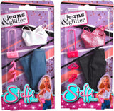 Simba Steffi Love Jeans und Glitzer, passend auf 2 Arten, EIN Artikel enthalten, Glitzer-Oberteil mit Jeans und Modeaccessoires für 29-cm-Puppen, Puppe nicht im Lieferumfang enthalten, ab 3 Jahren
