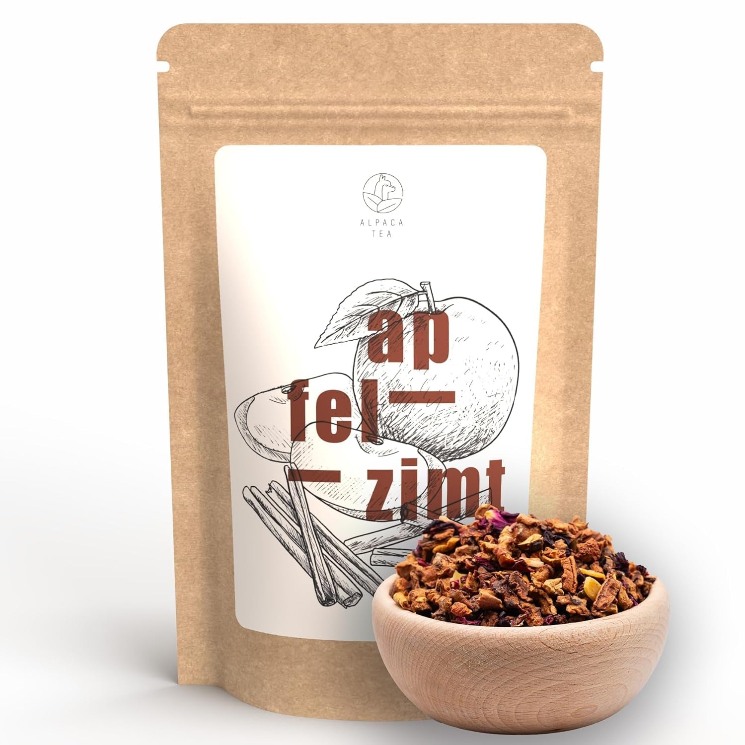 Alpaka-Tee | Apfel und Zimt | Mischung aus Früchtetees | Masse | Wiederverschließbar (100g)