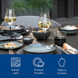 Villeroy & Boch Manufacture Rock Starter-Set, 6-teilig, schwarz, spülmaschinenfest, mikrowellengeeignet, mattschwarzes Geschirrset, Geschirr, Besteck, Premium-Porzellan