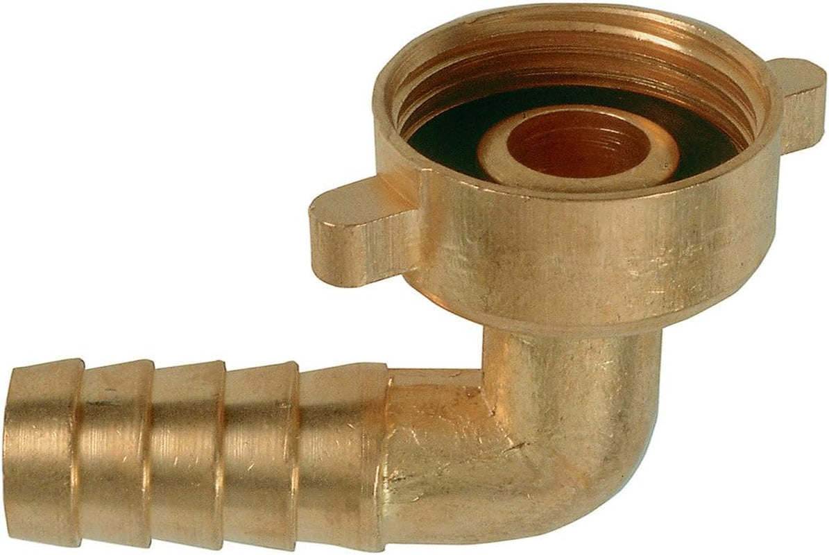 Winkel 90° gehörnt, Innengewinde 3/4", für Wasserhähne mit Außengewinde 3/4" plus Wasserschläuche 1/2", Messing / Gartenbewässerung / FLOR92400, mehrfarbig