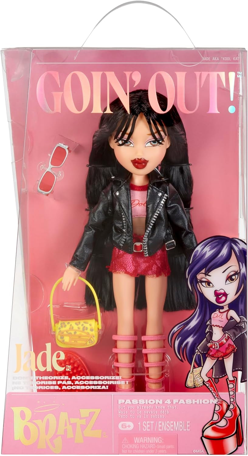 Bratz geht raus! - Jade – 1 Sammelpuppe mit Zubehör, Outfit, Tasche, Sonnenbrille und Pinsel – Kinderspielzeug – ab 6 Jahren, Rot