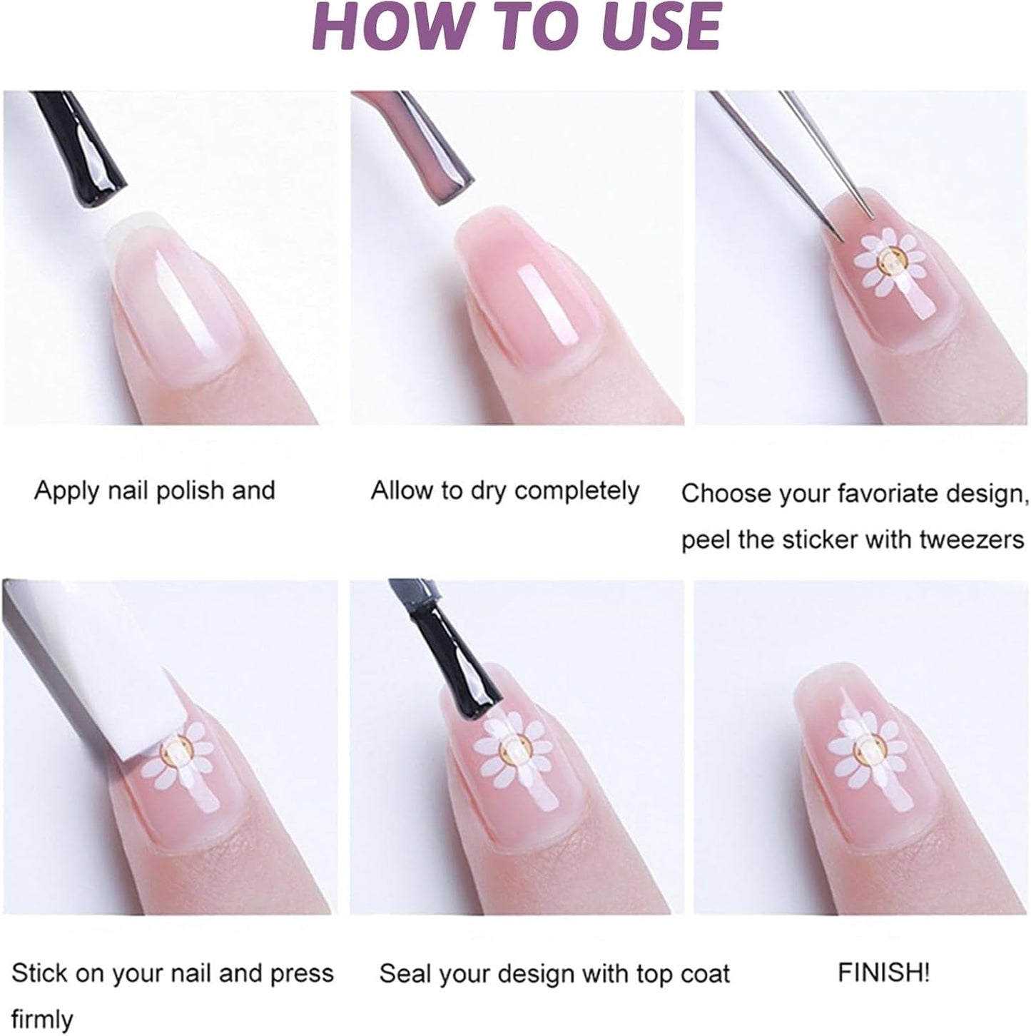 Nagelsticker Set - Selbstklebende Nagelaufkleber, Nageldesign Zubehör, Nail Art, Nagelaufkleber Für Fingernägel, Blumen Nagelsticker, Nagel Deko